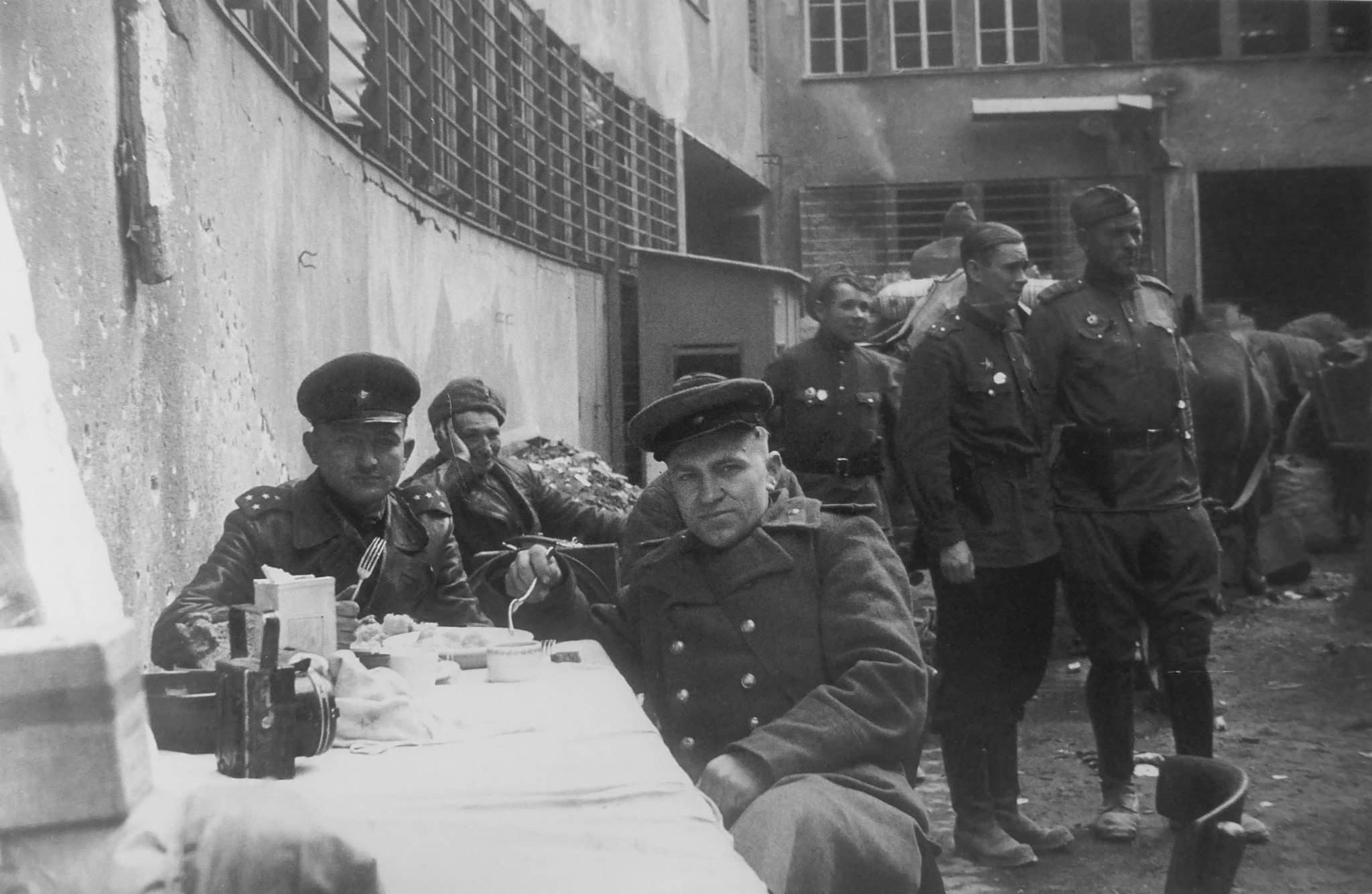 Soviet soldiers and officers are photographed in their free time at a place of deployment in the Tempelhof district of Berlin