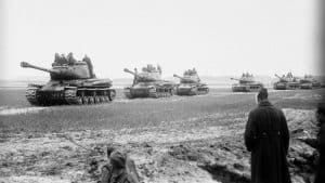 A colum of ISII tanks near Berlin in 1945