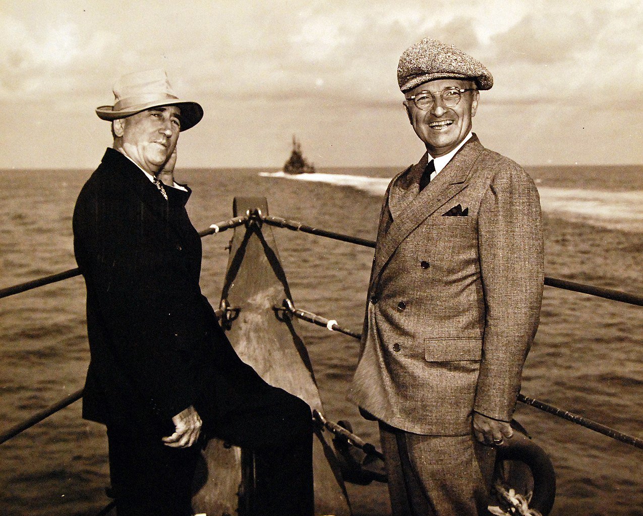 The Potsdam Conference - July 16th 1945 - US President Harry Truman aboard the USS Augusta (CA 31) en-route to Antwerp for the “Big Three” Conference
