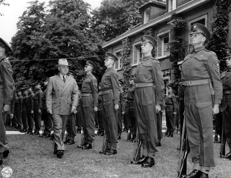 The Potsdam Conference - July 18th 1945 - President Harry S. Truman inspecting the guards at Winston Churchill's residence